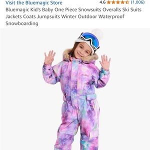 One piece kids (7) snow suit, water resistant, light weight, and comfortable